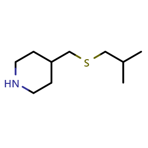 Chemical structure of 4-{[(2-methylpropyl)sulfanyl]methyl}piperidine , CAS 1247116-16-0, AChemBlock S81905