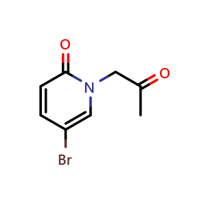 Chemical structure of 5-bromo-1-(2-oxopropyl)-1,2-dihydropyridin-2-one , CAS 1247092-62-1, AChemBlock S81907