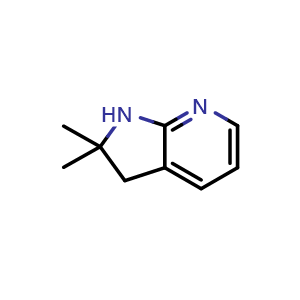 Chemical structure of 2,2-dimethyl-1H,2H,3H-pyrrolo[2,3-b]pyridine , CAS 1246553-38-7, AChemBlock S81911