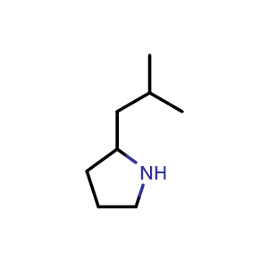 Chemical structure of 2-(2-methylpropyl)pyrrolidine , CAS 124602-03-5, AChemBlock S81916