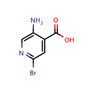 Chemical structure of 5-amino-2-bromopyridine-4-carboxylic acid , CAS 1242336-80-6, AChemBlock S81950