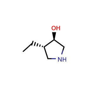 Chemical structure of trans-4-ethylpyrrolidin-3-ol , CAS 1242166-61-5, AChemBlock S81954