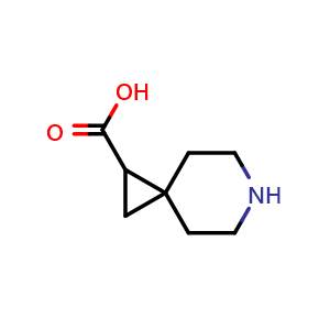 Chemical structure of 6-Azaspiro[2.5]octane-1-carboxylic acid , CAS 1242028-68-7, AChemBlock S81956