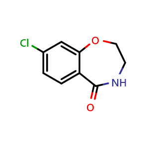 Chemical structure of 8-chloro-2,3,4,5-tetrahydro-1,4-benzoxazepin-5-one , CAS 1241964-27-1, AChemBlock S81957