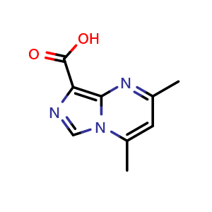 Chemical structure of 2,4-dimethylimidazo[1,5-a]pyrimidine-8-carboxylic acid , CAS 124166-45-6, AChemBlock S81961
