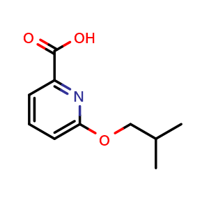 Chemical structure of 6-(2-methylpropoxy)pyridine-2-carboxylic acid , CAS 1240620-33-0, AChemBlock S81962