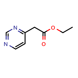 Chemical structure of Ethyl 2-(pyrimidin-4-yl)acetate , CAS 1240606-58-9, AChemBlock S81963