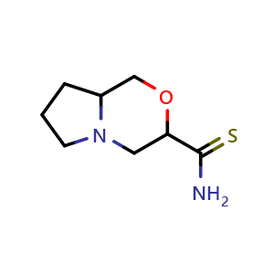 Chemical structure of hexahydro-1H-pyrrolo[2,1-c][1,4]oxazine-3-carbothioamide , CAS 1240529-47-8, AChemBlock S81969