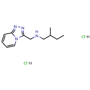 Chemical structure of (2-methylbutyl)({[1,2,4]triazolo[4,3-a]pyridin-3-yl}methyl)amine dihydrochloride , CAS 1240528-75-9, AChemBlock S81973