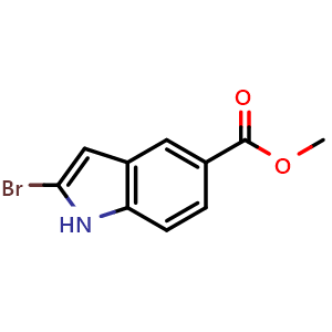 Chemical structure of Methyl 2-bromo-1H-indole-5-carboxylate , CAS 1240045-38-8, AChemBlock S81990