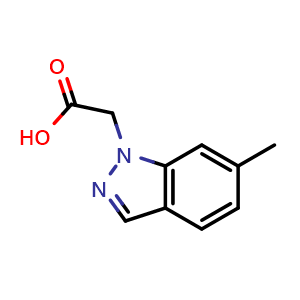 Chemical structure of 2-(6-methyl-1H-indazol-1-yl)acetic acid , CAS 1239738-23-8, AChemBlock S82002