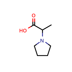 Chemical structure of 2-(pyrrolidin-1-yl)propanoic acid , CAS 123912-78-7, AChemBlock S82013