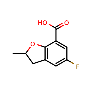 Chemical structure of 5-fluoro-2-methyl-2,3-dihydro-1-benzofuran-7-carboxylic acid , CAS 123656-38-2, AChemBlock S82024