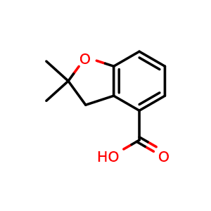 Chemical structure of 2,2-dimethyl-2,3-dihydro-1-benzofuran-4-carboxylic acid , CAS 123656-35-9, AChemBlock S82025