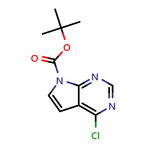 Chemical structure of tert-butyl 4-chloropyrrolo[2,3-d]pyrimidine-7-carboxylate , CAS 1236033-21-8, AChemBlock S82033