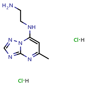 Chemical structure of N1-{5-methyl-[1,2,4]triazolo[1,5-a]pyrimidin-7-yl}ethane-1,2-diamine dihydrochloride , CAS 1235441-22-1, AChemBlock S82038