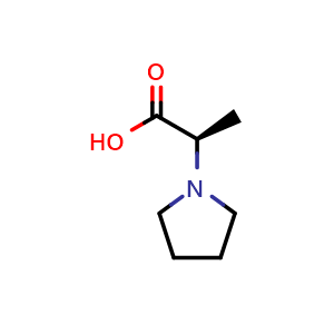 Chemical structure of (2R)-2-(pyrrolidin-1-yl)propanoic acid , CAS 1234836-32-8, AChemBlock S82055