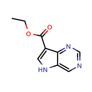 Chemical structure of ethyl 5H-pyrrolo[3,2-d]pyrimidine-7-carboxylate , CAS 1234616-64-8, AChemBlock S82057