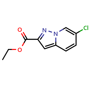 Chemical structure of ethyl 6-chloropyrazolo[1,5-a]pyridine-2-carboxylate , CAS 1234616-54-6, AChemBlock S82058