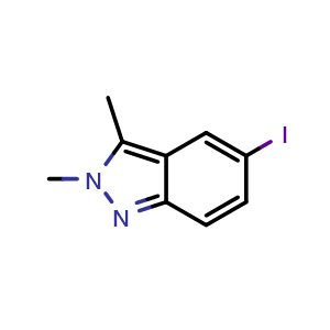 Chemical structure of 5-iodo-2,3-dimethyl-2H-indazole , CAS 1234616-40-0, AChemBlock S82059