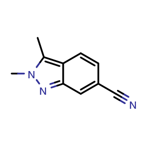 Chemical structure of 2,3-dimethylindazole-6-carbonitrile , CAS 1234615-89-4, AChemBlock S82066