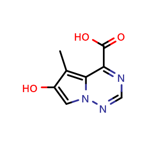 Chemical structure of 6-hydroxy-5-methylpyrrolo[2,1-f][1,2,4]triazine-4-carboxylic acid , CAS 1234015-20-3, AChemBlock S82074