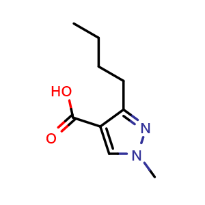 Chemical structure of 3-butyl-1-methyl-pyrazole-4-carboxylic acid , CAS 123374-31-2, AChemBlock S82077