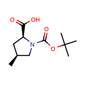Chemical structure of (2S,4S)-rel-1-tert-butoxycarbonyl-4-methyl-pyrrolidine-2-carboxylic acid , CAS 1233520-91-6, AChemBlock S82081
