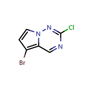 Chemical structure of 5-bromo-2-chloropyrrolo[2,1-f][1,2,4]triazine , CAS 1233143-59-3, AChemBlock S82089