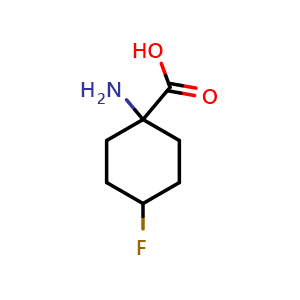 Chemical structure of 1-amino-4-fluoro-cyclohexanecarboxylic acid , CAS 1231470-71-5, AChemBlock S82104