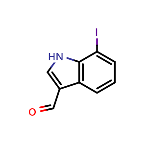 Chemical structure of 7-iodo-1H-indole-3-carbaldehyde , CAS 123020-22-4, AChemBlock S82107