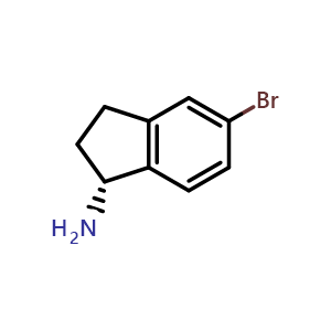 Chemical structure of (1R)-5-bromo-2,3-dihydro-1H-inden-1-amine , CAS 1228561-27-0, AChemBlock S82125
