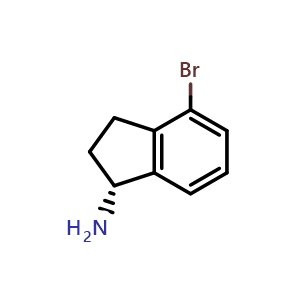 Chemical structure of (1R)-4-bromo-2,3-dihydro-1H-inden-1-amine , CAS 1228556-71-5, AChemBlock S82127