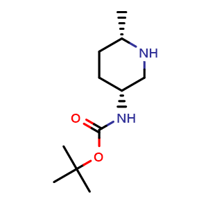 Chemical structure of tert-butyl N-[(3R,6S)-rel-6-methylpiperidin-3-yl]carbamate , CAS 1227916-38-2, AChemBlock S82138