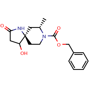 Chemical structure of benzyl (5R,7S)-4-hydroxy-7-methyl-2-oxo-1,8-diazaspiro[4.5]decane-8-carboxylate , CAS 1227685-24-6, AChemBlock S82141