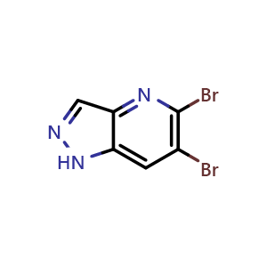 Chemical structure of 5,6-dibromo-1H-pyrazolo[4,3-b]pyridine , CAS 1227628-69-4, AChemBlock S82145