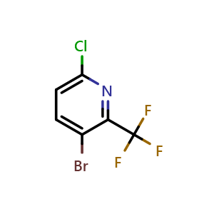 Chemical structure of 3-bromo-6-chloro-2-(trifluoromethyl)pyridine , CAS 1227563-63-4, AChemBlock S82157