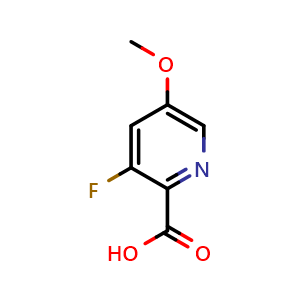 Chemical structure of 3-fluoro-5-methoxypyridine-2-carboxylic acid , CAS 1227511-52-5, AChemBlock S82158