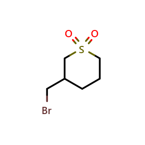 Chemical structure of 3-(bromomethyl)tetrahydro-2H-thiopyran 1,1-dioxide , CAS 1227465-51-1, AChemBlock S82163