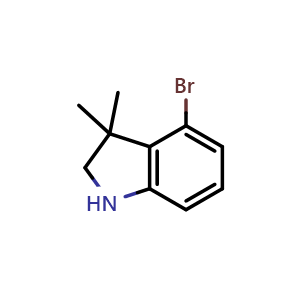 Chemical structure of 4-bromo-3,3-dimethyl-2,3-dihydro-1H-indole , CAS 1227418-26-9, AChemBlock S82166