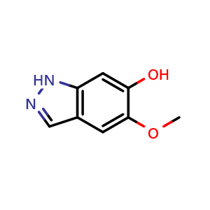 Chemical structure of 5-methoxy-1H-indazol-6-ol , CAS 1227270-78-1, AChemBlock S82168