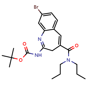 Chemical structure of tert-butyl N-[8-bromo-4-(dipropylcarbamoyl)-3H-1-benzazepin-2-yl]carbamate , CAS 1226791-82-7, AChemBlock S82183