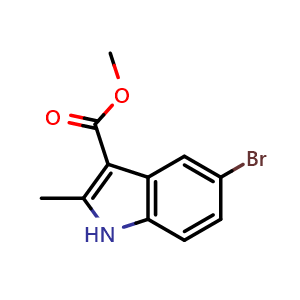Chemical structure of methyl 5-bromo-2-methyl-1H-indole-3-carboxylate , CAS 1225382-91-1, AChemBlock S82187