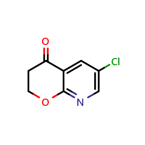 Chemical structure of 6-chloro-2,3-dihydropyrano[2,3-b]pyridin-4-one , CAS 122433-49-2, AChemBlock S82197
