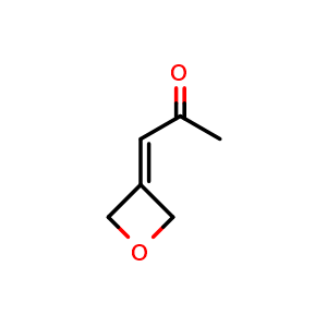 Chemical structure of 1-(oxetan-3-ylidene)propan-2-one , CAS 1221819-47-1, AChemBlock S82210