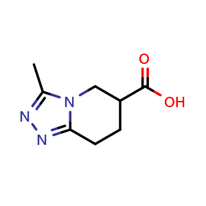 Chemical structure of 3-methyl-5H,6H,7H,8H-[1,2,4]triazolo[4,3-a]pyridine-6-carboxylic acid , CAS 1221725-50-3, AChemBlock S82215