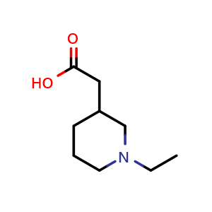 Chemical structure of 2-(1-ethylpiperidin-3-yl)acetic acid , CAS 1220038-66-3, AChemBlock S82244