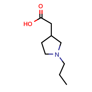 Chemical structure of 2-(1-propylpyrrolidin-3-yl)acetic acid , CAS 1220036-09-8, AChemBlock S82245