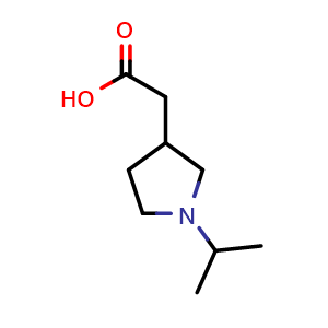 Chemical structure of 2-[1-(propan-2-yl)pyrrolidin-3-yl]acetic acid , CAS 1220030-68-1, AChemBlock S82248