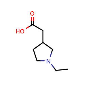 Chemical structure of 2-(1-ethylpyrrolidin-3-yl)acetic acid , CAS 1220027-60-0, AChemBlock S82251